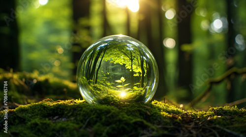 Glass ball in forest