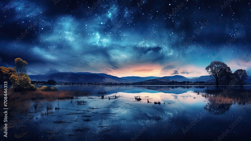 The lake at night was full of stars. The lake at night was full of stars.
