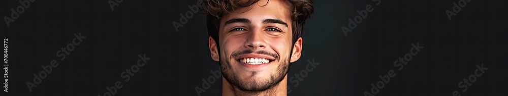 Handsome young smiling man black background Handsome young smiling man black background