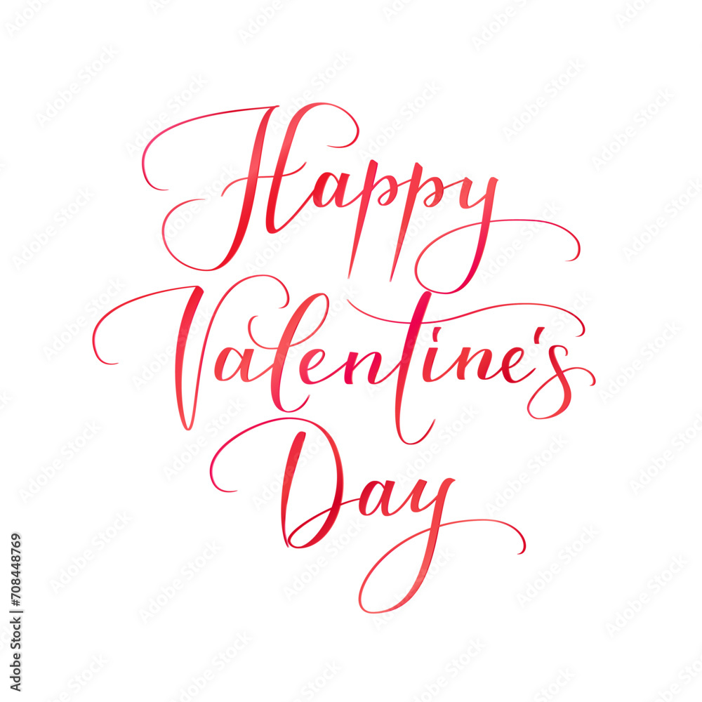 Happy Valentine's Day hand written calligraphy. Elegant lettering, vector text isolated on transparent background. For Valentine's Day cards, headers, tags, overlays, sale banners, party flyers. 