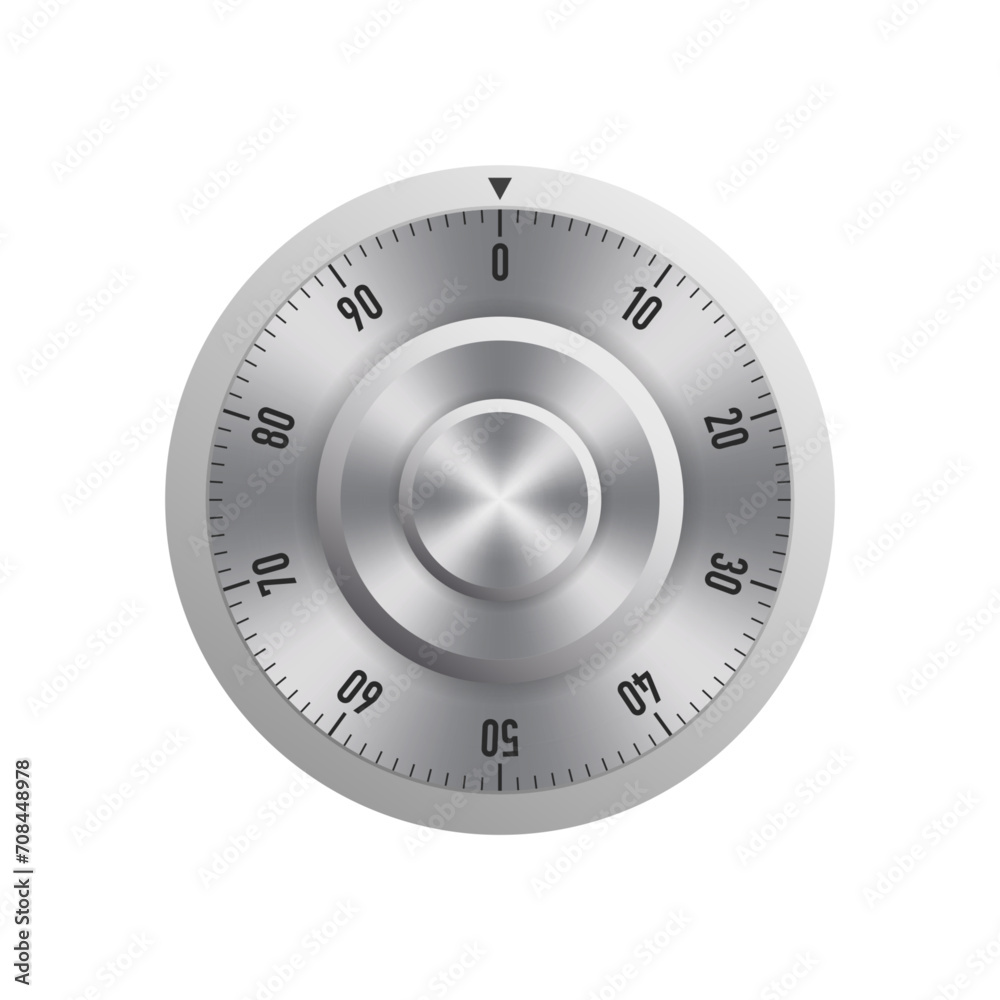 Chrome safe combination lock wheel vector template. Password. Protection Concept isolated on white background. Security Concept. Vector illustration Chrome safe combination lock wheel vector template. Password. Protection Concept isolated on white background. Security Concept. Vector illustration