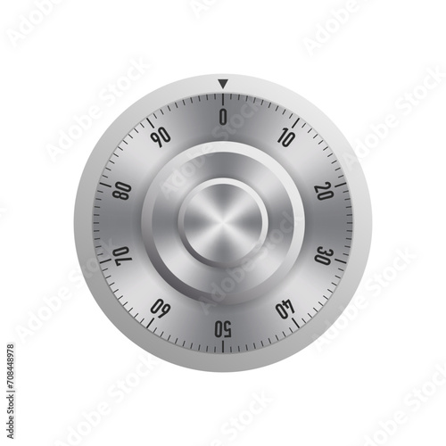 Chrome safe combination lock wheel vector template. Password. Protection Concept isolated on white background. Security Concept. Vector illustration