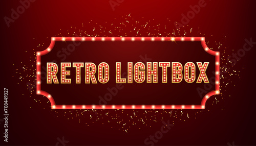 Retro lightbox billboard vintage frame. Vintage banner light box. Advertise the design of a movie or show sign. Retro lightbox, cinema signs or billboard signage. Vector illustration