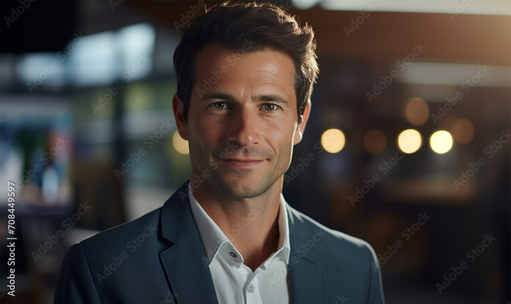 portrait of a middle-aged man in a jacket and white shirt without a tie portrait of a middle-aged man in a jacket and white shirt without a tie