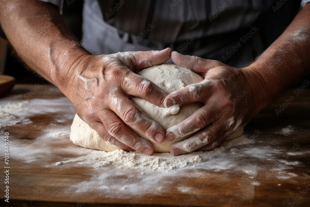 Baker bakery chef baking kitchen cook table flour homemade food prepare bread dough