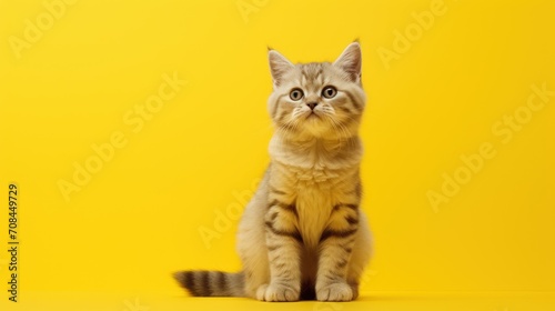 Portrait isolated cat on yellow color background © setiadio