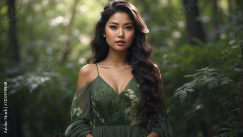 Portrait of a asian girl in in the forest