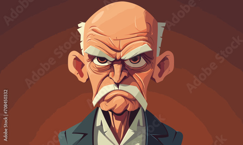 Angry old man isolated vector style on isolated background illustration