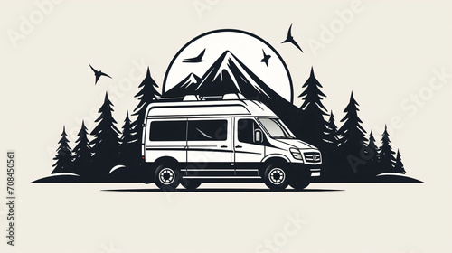 Travel Camper icon Black and White