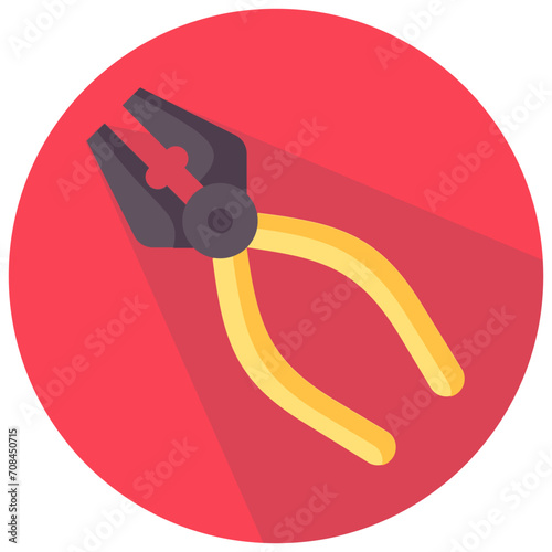 pliers round flat vector icon