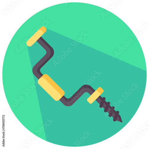 hand drill round flat vector icon