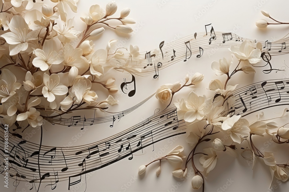 A Captivating Wallpaper Blend of Musical Symbols and Organic Elements ...