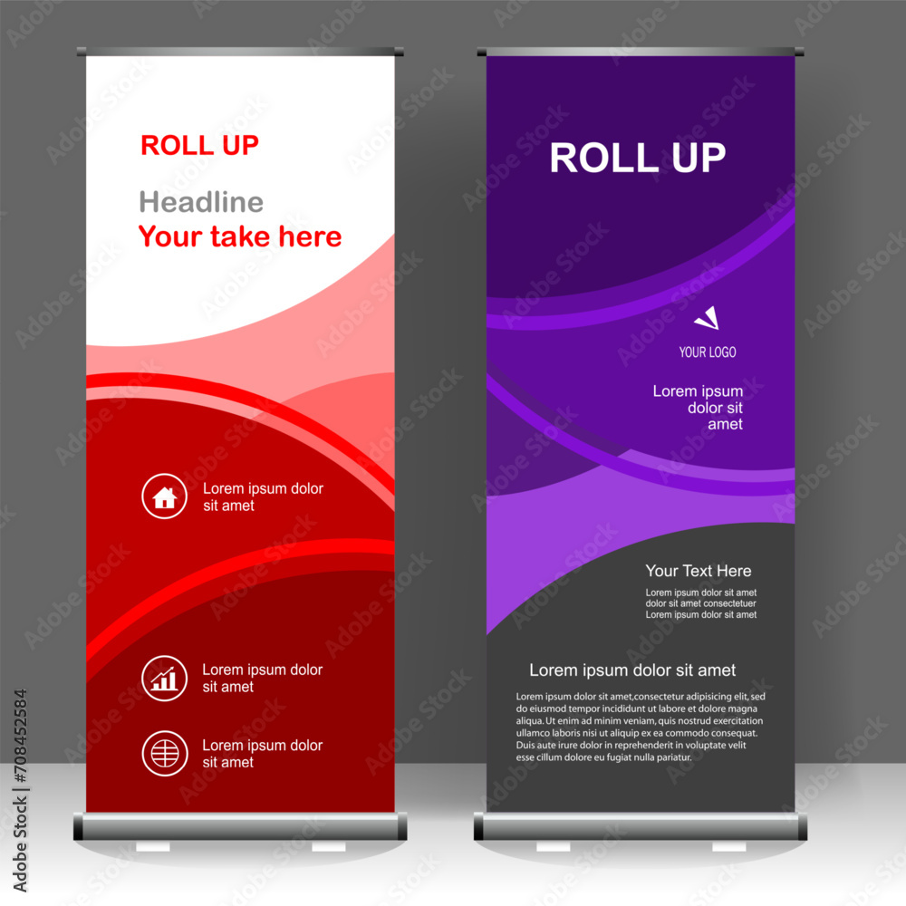 Business Roll up banner vertical template design, for brochure, business, flyer, infographics. modern x-banner and flag-banner advertising. vector illustration Business Roll up banner vertical template design, for brochure, business, flyer, infographics. modern x-banner and flag-banner advertising. vector illustration