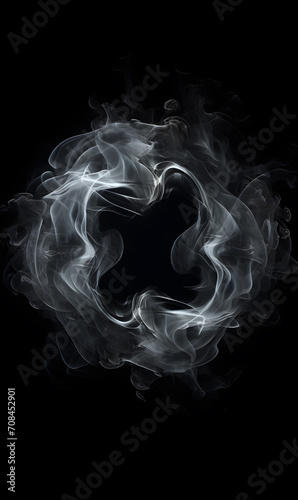 cycle white smoke on black background