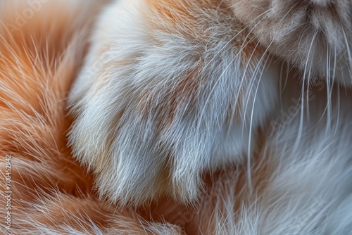 Close-up of an Angora rabbit's paws showcasing the tufts of fur between its toes a charming detail that adds to the overall allure of this unique breed