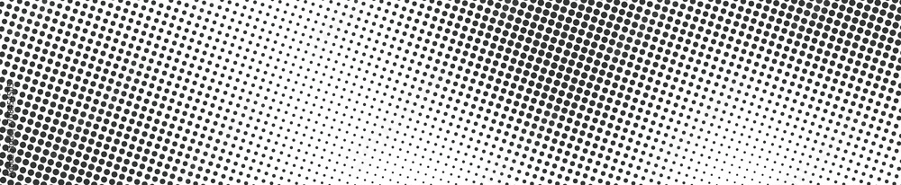 Horizontal dotted halftone background gradient vector design in black color