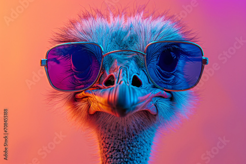 an ostrich wearing glasses