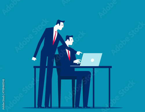 Business teamwork or internship at office. Vector illustration concept