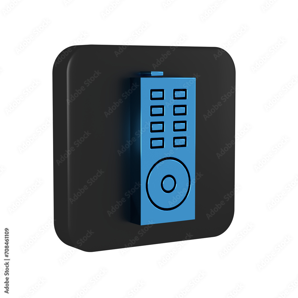 Obraz premium Blue Remote control icon isolated on transparent background. Black square button.