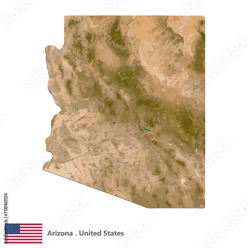 Arizona, States of America Topographic Map (EPS)