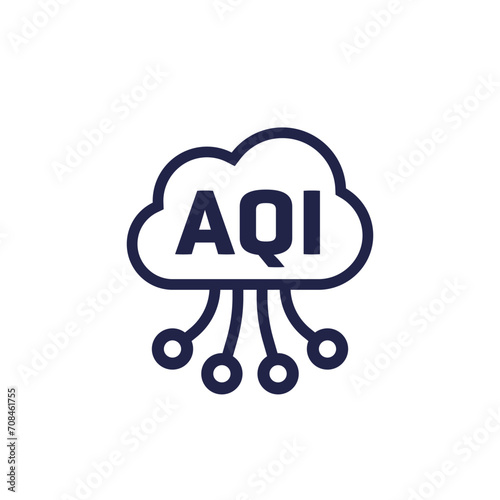Air quality index, AQI icon on white
