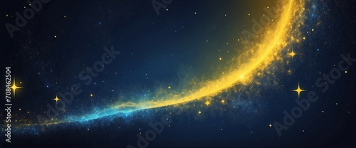 Mystical space and stars background wallpaper in yellow and navy blue gradient colors