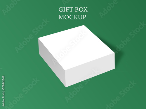 Blank rectangular box with lid isolated on green background.