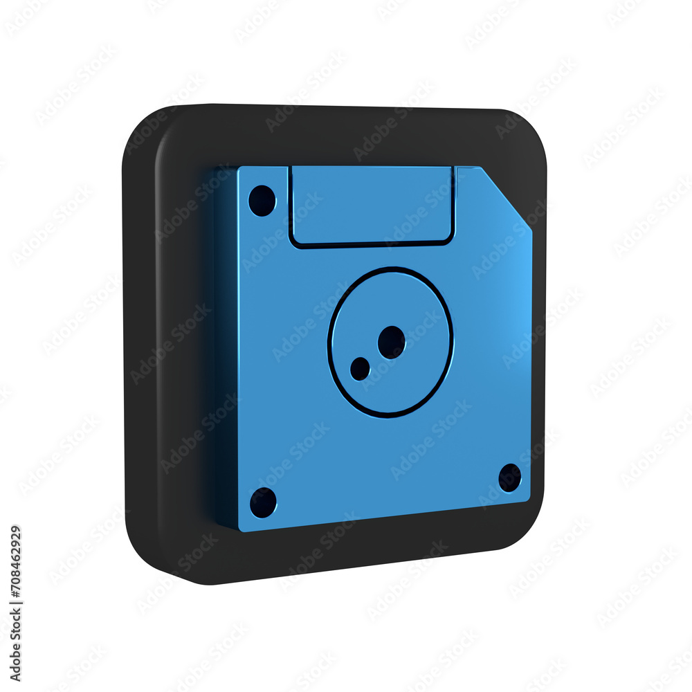 Blue Floppy disk for computer data storage icon isolated on transparent background. Diskette sign. Black square button. Blue Floppy disk for computer data storage icon isolated on transparent background. Diskette sign. Black square button.