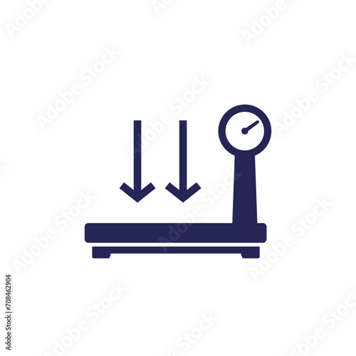 platform scales icon on white, weight machine vector