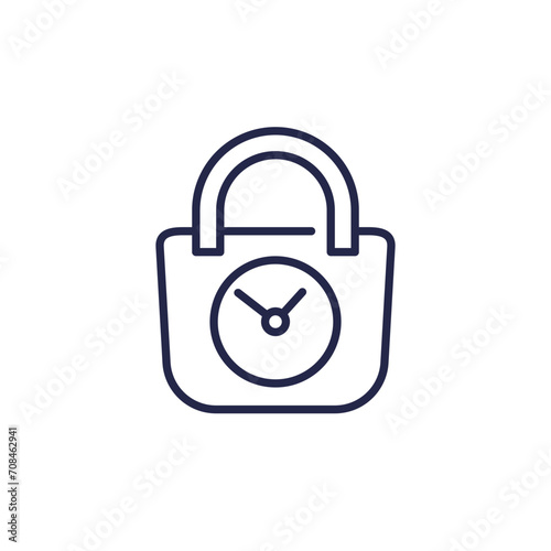 shopping time line icon with a clock and bag
