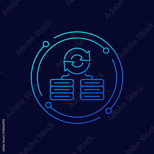 backup servers data icon, linear design