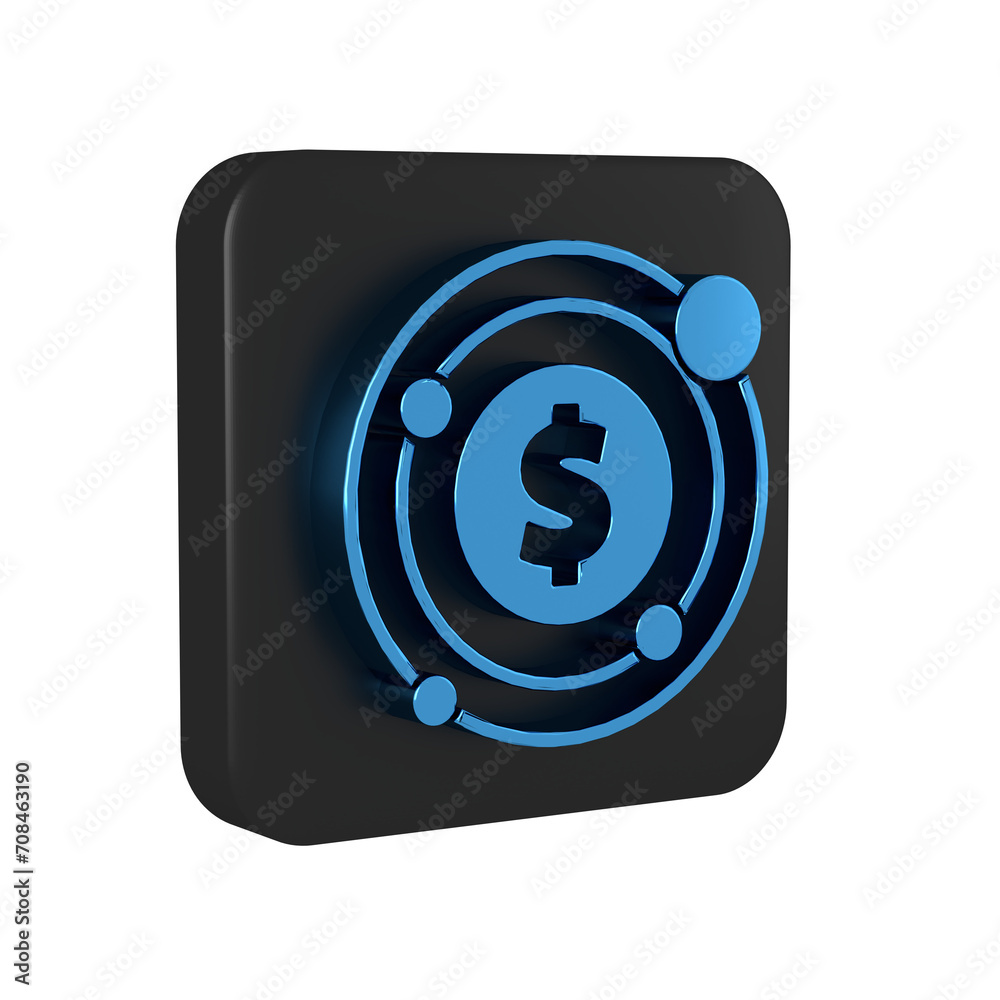 Blue Target with dollar symbol icon isolated on transparent background. Investment target icon. Successful business concept. Cash or Money. Black square button. Blue Target with dollar symbol icon isolated on transparent background. Investment target icon. Successful business concept. Cash or Money. Black square button.