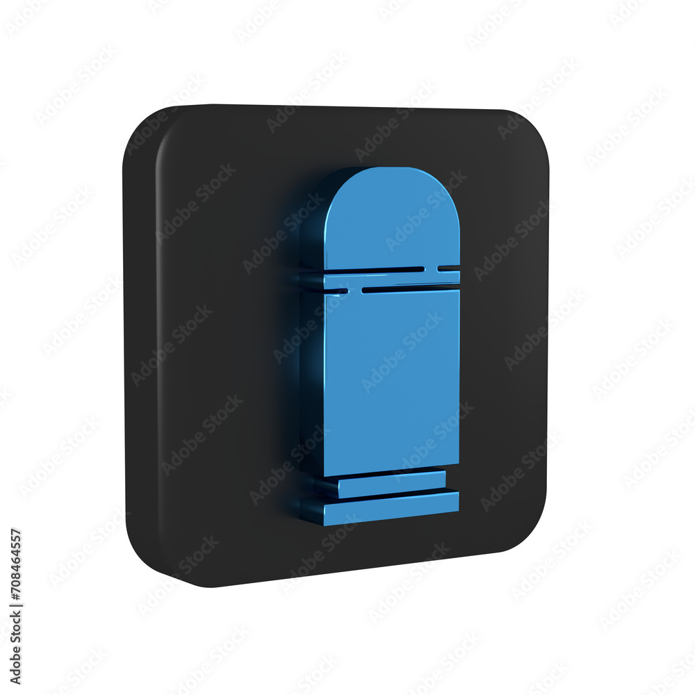 Blue Cartridges icon isolated on transparent background. Shotgun hunting firearms cartridge. Hunt rifle bullet icon. Black square button. Blue Cartridges icon isolated on transparent background. Shotgun hunting firearms cartridge. Hunt rifle bullet icon. Black square button.