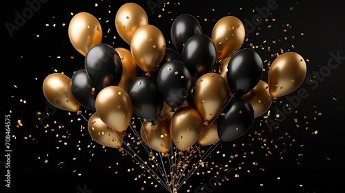 Happy new year realistic 2024 celebration background with 3d balloons. Generative Ai