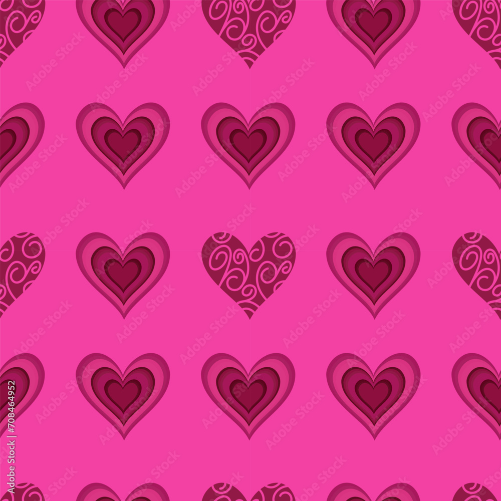Set of seamless patterns with decorative hearts. Valentine s day vector background. EPS10