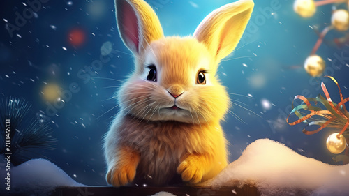 Happy new year 2024 with cute rabbit. Generative Ai