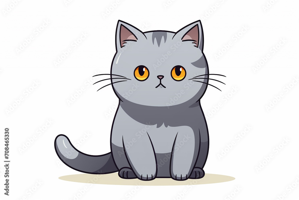 Obraz premium Cute Cat Cartoon Illustration created with Generative AI