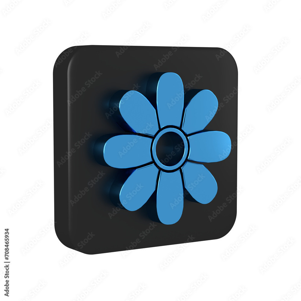 Blue Flower icon isolated on transparent background. 8 March. International Happy Women Day. Black square button. Blue Flower icon isolated on transparent background. 8 March. International Happy Women Day. Black square button.