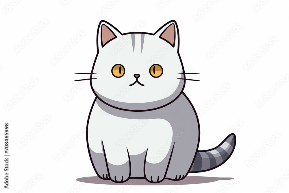 Obraz premium Cute Cat Cartoon Illustration created with Generative AI