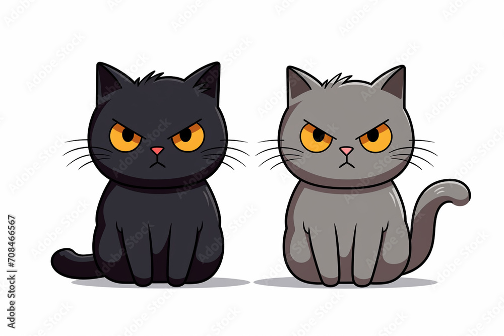 Obraz premium Cute Cat Cartoon Illustration created with Generative AI