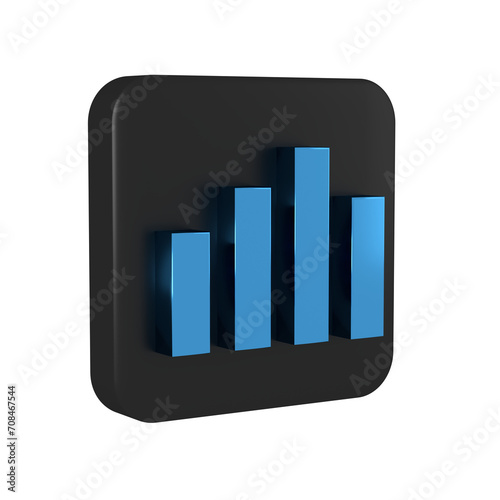 Blue Music equalizer icon isolated on transparent background. Sound wave. Audio digital equalizer technology, console panel, pulse musical. Black square button.