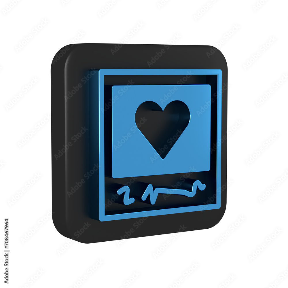 Blue Blanks photo frames and hearts icon isolated on transparent background. Valentines Day symbol. Black square button. Blue Blanks photo frames and hearts icon isolated on transparent background. Valentines Day symbol. Black square button.