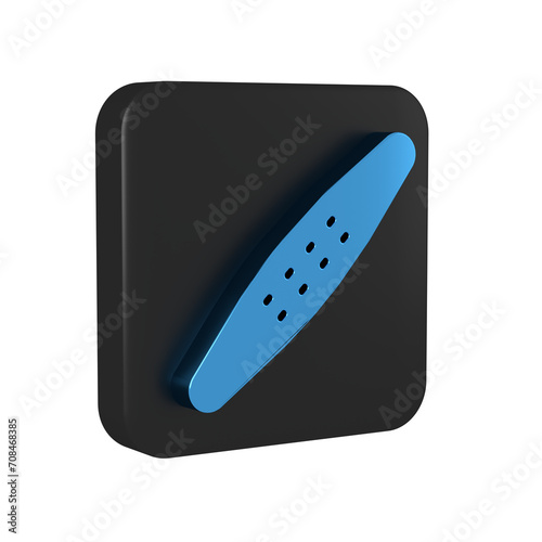 Blue Nail file pet icon isolated on transparent background. Professional treatment at home grooming for pet. Black square button.