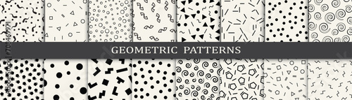 Memphis pattern seamless set