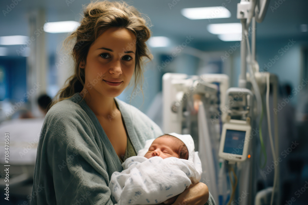 Newborn Love: Beautiful Mother and Baby in Care, Embracing the Innocence of Parenthood Newborn Love: Beautiful Mother and Baby in Care, Embracing the Innocence of Parenthood