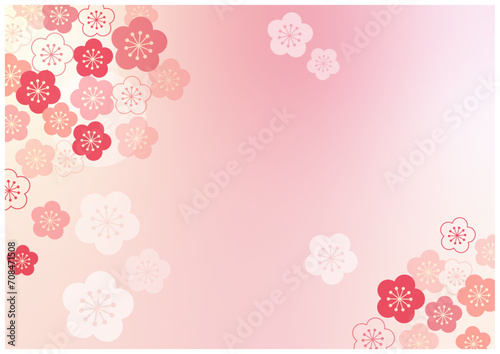いっぱい桃の花のひな祭り和風背景2