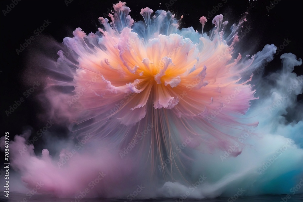 Obraz premium powder exploding forming gellyfish. AI generated illustration