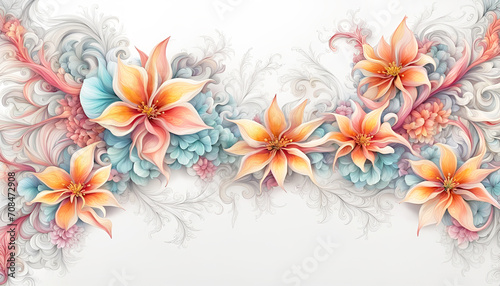 frische exotische bunte Blumen Blüten des Frühling und Sommer voller Kraft und Farbe als Dekoration Hintergründe Vorlagen sommerlich leichte Gefühle florale Grußkarte Papier 