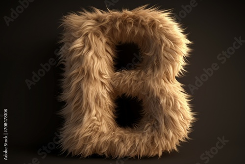 Letter b fur. Originally and interesting design character with details. Generate AI