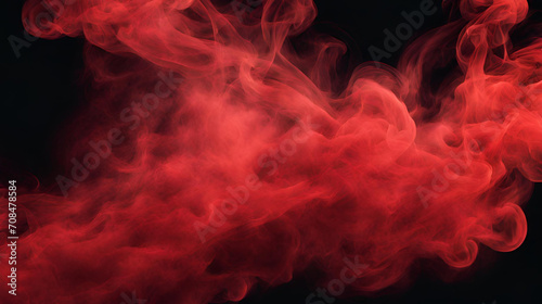 Vibrant Red Smoke: Abstract Elegance on a Black Canvas